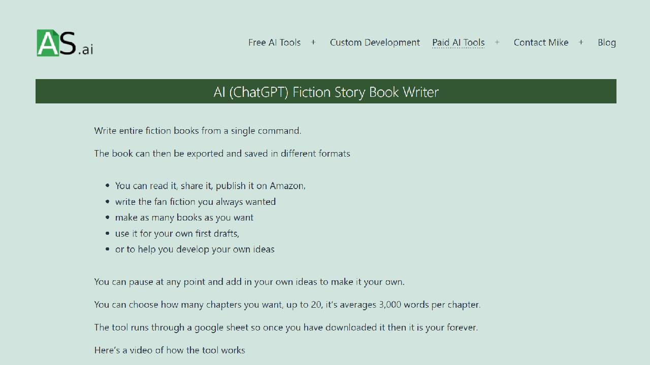  Mike Hayden – Autosheets.AI – AI (ChatGPT) Fiction Story Book Writer